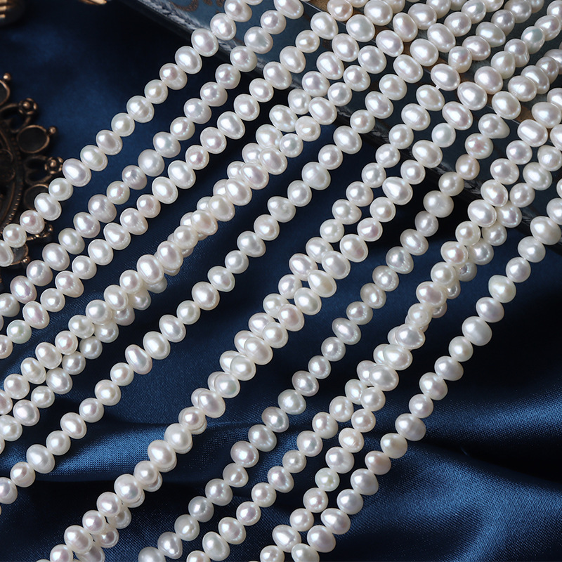 無核4mm橫打39cm強光天然淡水珍珠散珠半成品裸珠diy手工鎖骨鏈