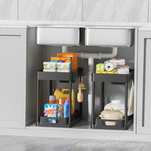 Kitchen multi-functional drawer pull-out home desktop double-layer organization rack display shelf storage rack wholesale