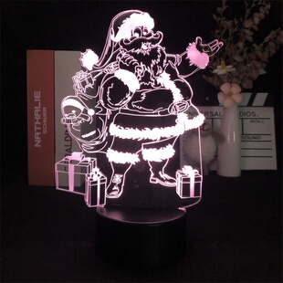 Acrylic three-dimensional Santa Claus shape charging touch colorful gradient bedroom decoration intelligent 3D night light