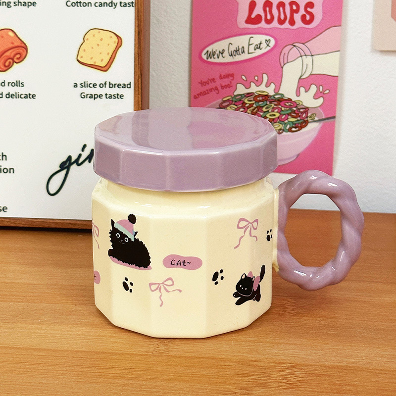 Tazas de regalo de cumpleaños para mujeres tazas de marca con tapa de dibujos animados creativos tazas de cerámica regalo de mano tazas de agua caseras tazas de café para hombres