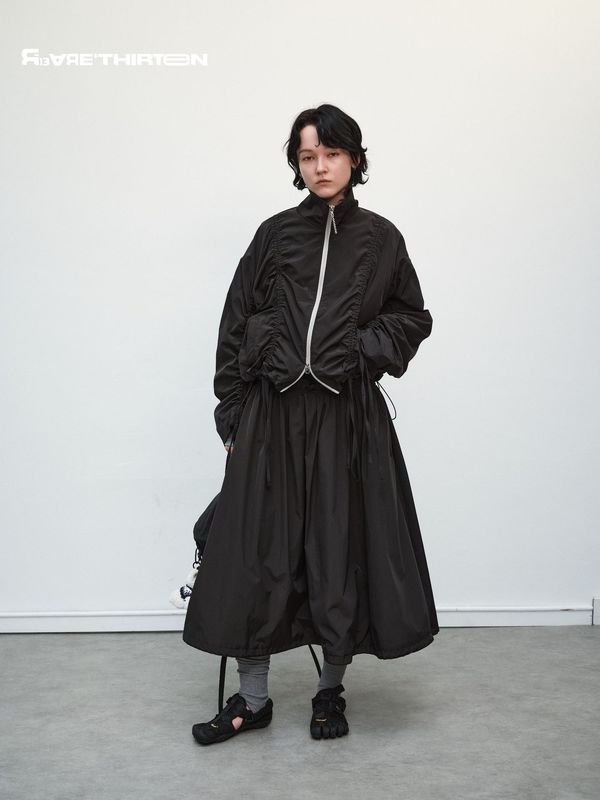 十三行R13褶皱抽绳拉链外套+抽绳下摆半身裙25AW|undefined