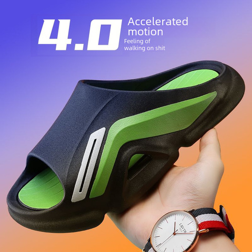 Trendy Sporty Men's Slippers for Outdoor Wear, Summer Wearable, Durable Thick Soles, Odor-Proof Cooling Slippers for Men, Shoe Covers for Outings, Beach Use