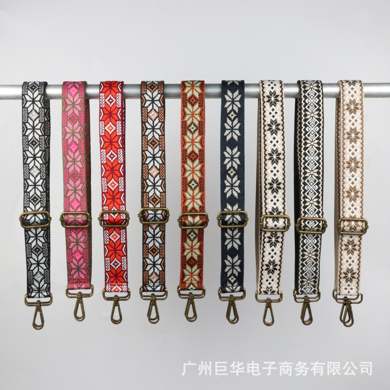 Full color ethnic style bag with jacquard wide shoulder strap single shoulder crossbody dual-use bag with computer bag for commuting