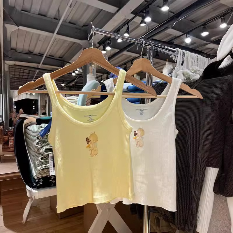 bm Style Brandy Same Style American Retro Printed Embroidered Small Suspender bm Short Pure Desire Vest Top for Women