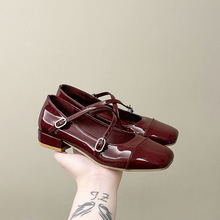 感法式方头时尚玛丽珍鞋女2025春季新款芭蕾交叉扣带少女单鞋