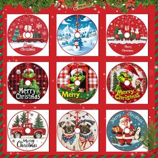 Amazon New Christmas Digital Print Christmas Tree Skirt Party Christmas Tree Decoration Bottom Apron Edge