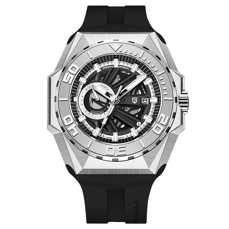 paganidesign reloj de hombre Bergani gran dial reloj mecánico automático caja de acero PD-YS007