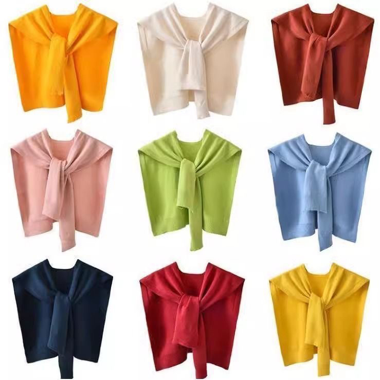 Fashionable and Simple Spring, Autumn, and Summer Dual-Use Solid Color Knitted Shawl, Thin Adult Neck-Protecting Square Cape, Elegant and Generous
