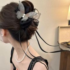 優しくて超妖精! 蝶のリボンヘアピン! エレガントで万能な後頭部シャーククリップ、エレガントで高級感のあるヘアクリップ