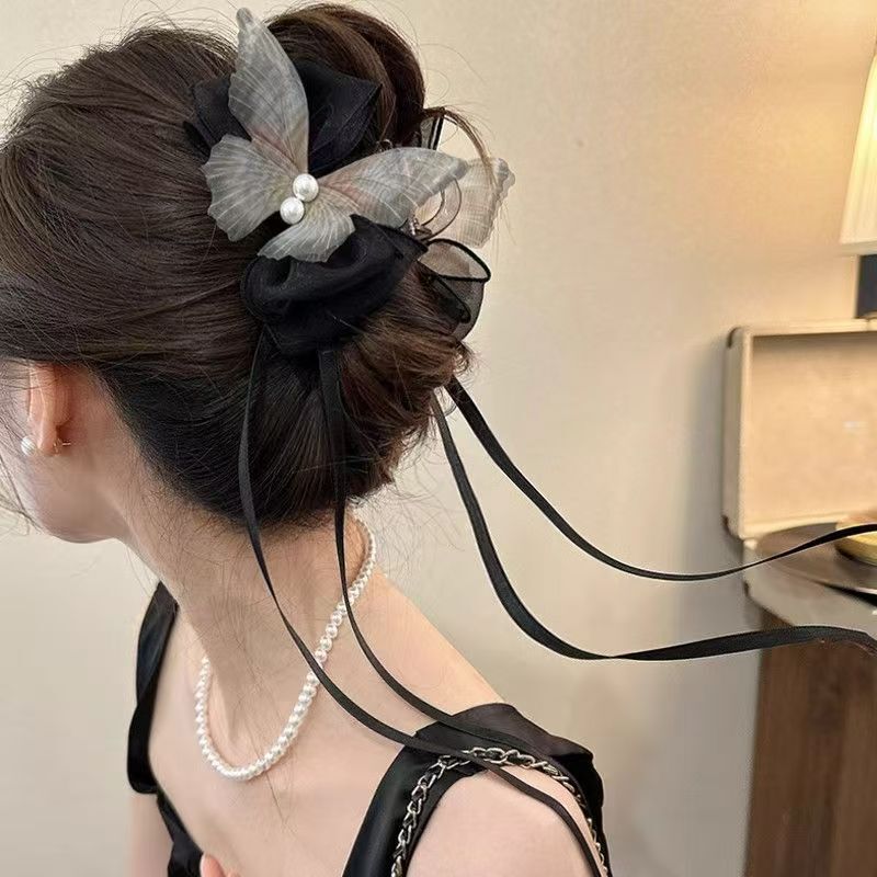優しくて超妖精! 蝶のリボンヘアピン! エレガントで万能な後頭部シャーククリップ、エレガントで高級感のあるヘアクリップ|undefined