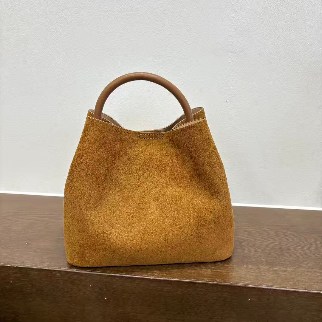 Suede Effect Magnetic Snap Handle Bucket Bag 8