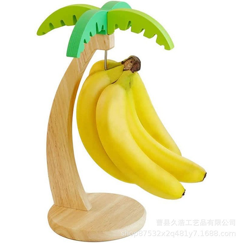 新しい木製バナナラック家庭用収納ラックリビングルームフルーツ収納ラック模擬葉フルーツ垂直ラック|undefined