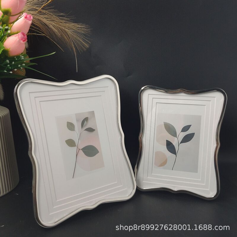 Simple Silver Metal Frame with Three-Layer Cardboard Inserts, Soft-Style Minimalist Photo Frame for Tabletop Display