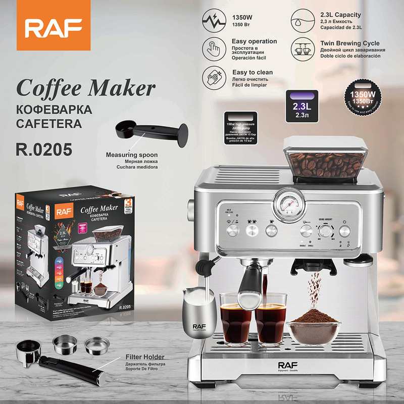 Raf European Standard Cross-Border Semi-Automatic Espresso Machine with Belt Grinder and Pump Pressure Extraction Coffee Machine