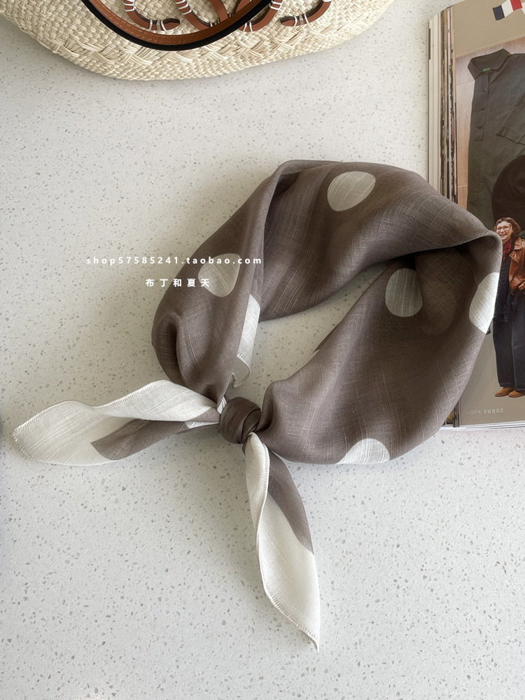 綿麻方巾合集 ~ 超多色柄砕花波点襟巾文芸森系頭巾髪帯包帯女