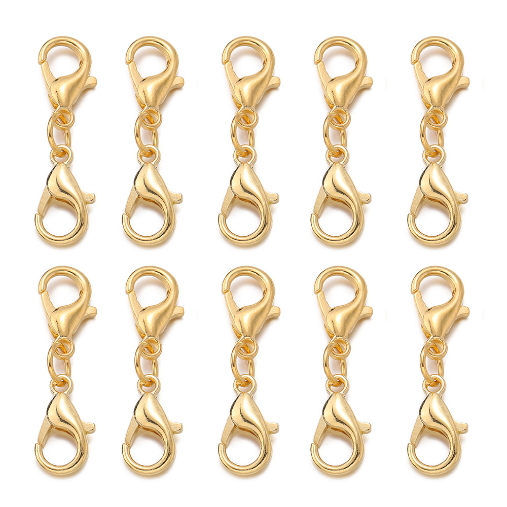 10 Pairs of Alloy Double-Ended Lobster Clasp Connector Set Double-Ended Lobster Clasp Combination Necklace Buckle DIY Jewelry Accessories