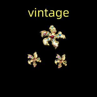 Medieval vintage degree real gold big windmill shape lava flower new ear clip brooch set jewelry