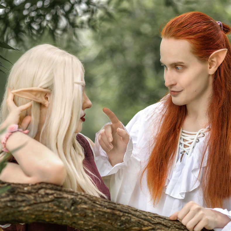 Halloween Elf orejas cómic cosplay ángel orejas falsas cosplay fiesta de baile orejas largas silicona