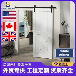 厂家定制外贸款白色卧室门家用谷仓门solid wood interior doors