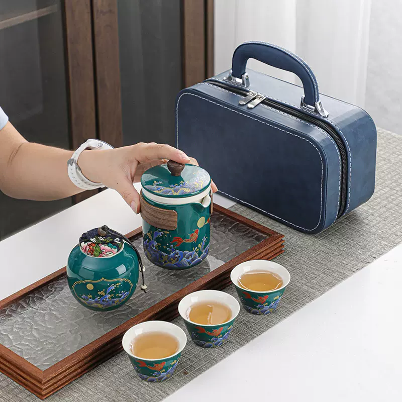 旅行茶具套装陶瓷车载便携户外整套功夫茶具套组快客杯伴手礼批发