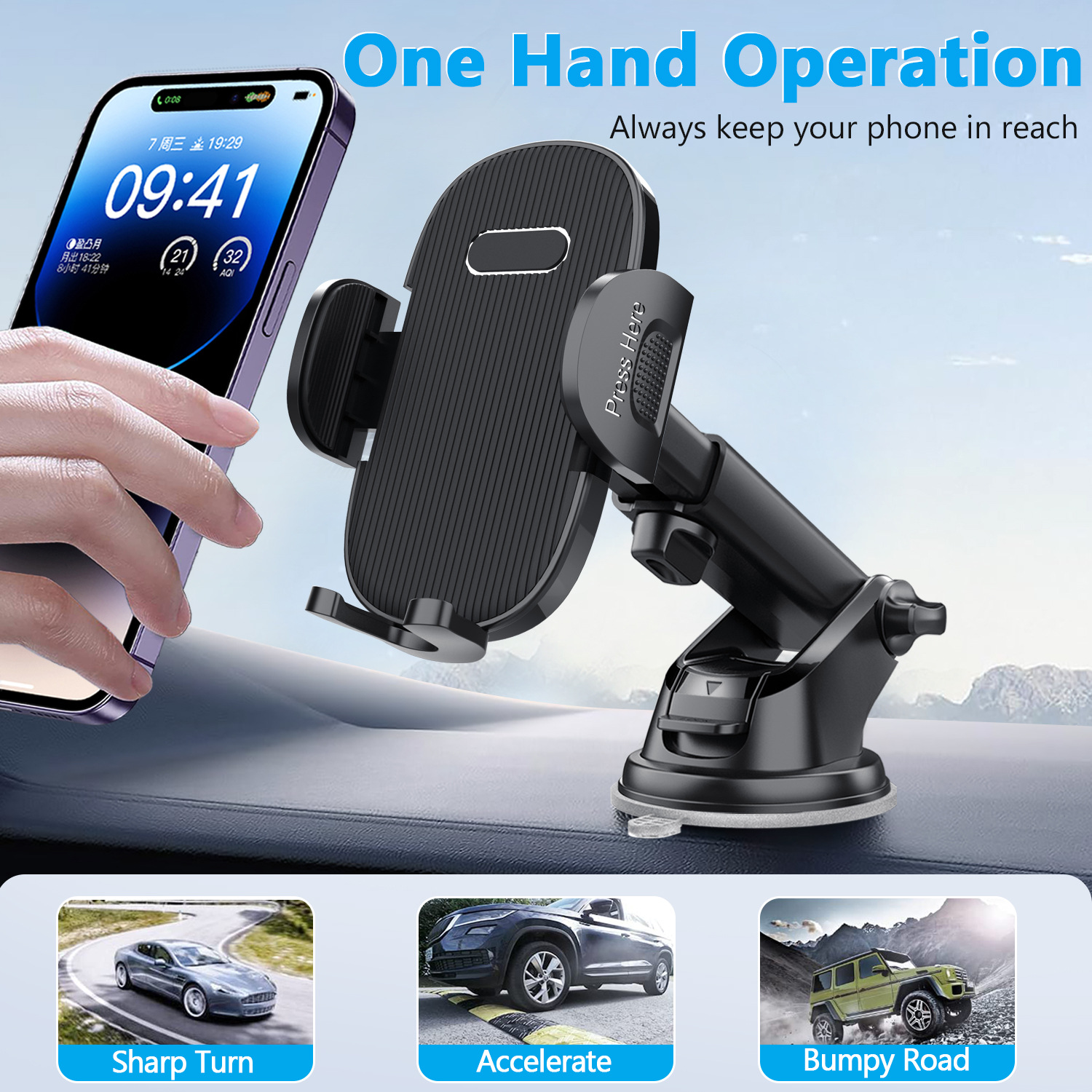 Multifunctional Car Mobile Phone Holder Car Dashboard Windshield Suction Cup Retractable Navigation Mobile Phone Holder