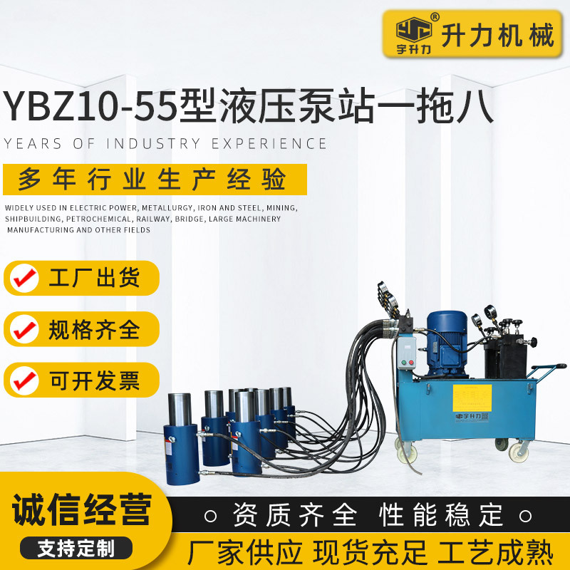 YBZ10-55型液壓泵站壹拖八穿心式千斤頂電動泵站控制系統支持定制