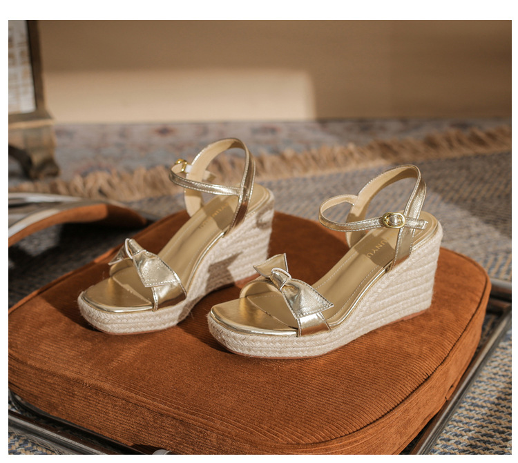 Sandal cao gót nữ hở mũi đế xuồng bện thừng gót 9 cm — màu vàng chi tiết 22