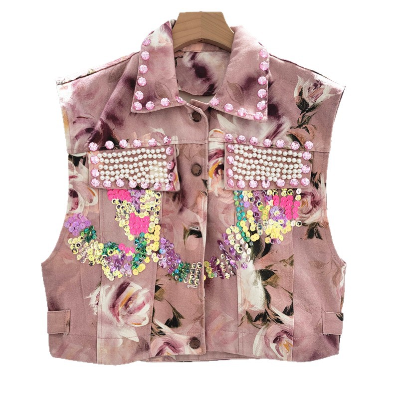 El sentido del diseño europeo y americano de verano de 2025 nuevo estilo de mano pesada bordada esquinilla flor de moda corta clip de caballo image 5