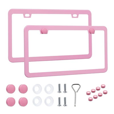 License plate holder/license plate holder Frame with Square Holes and Thin - 2-holes-pink-price-per-piece