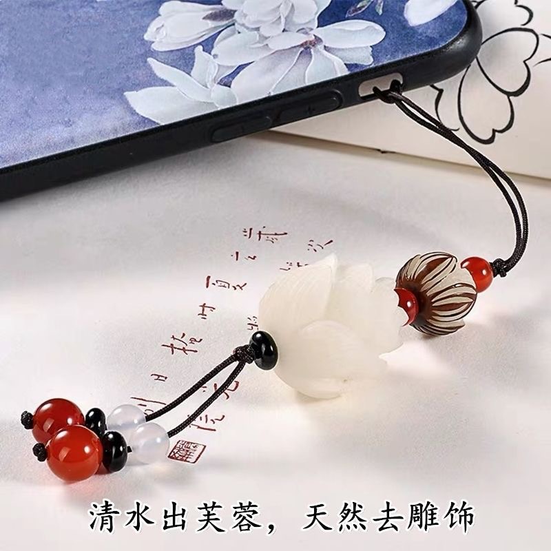 Creative Mobile Phone Pendant Women's Pendant Lucky Transfer Bodhi Lotus U Disk Lanyard Mobile Phone Chain Chinese Style Jewelry