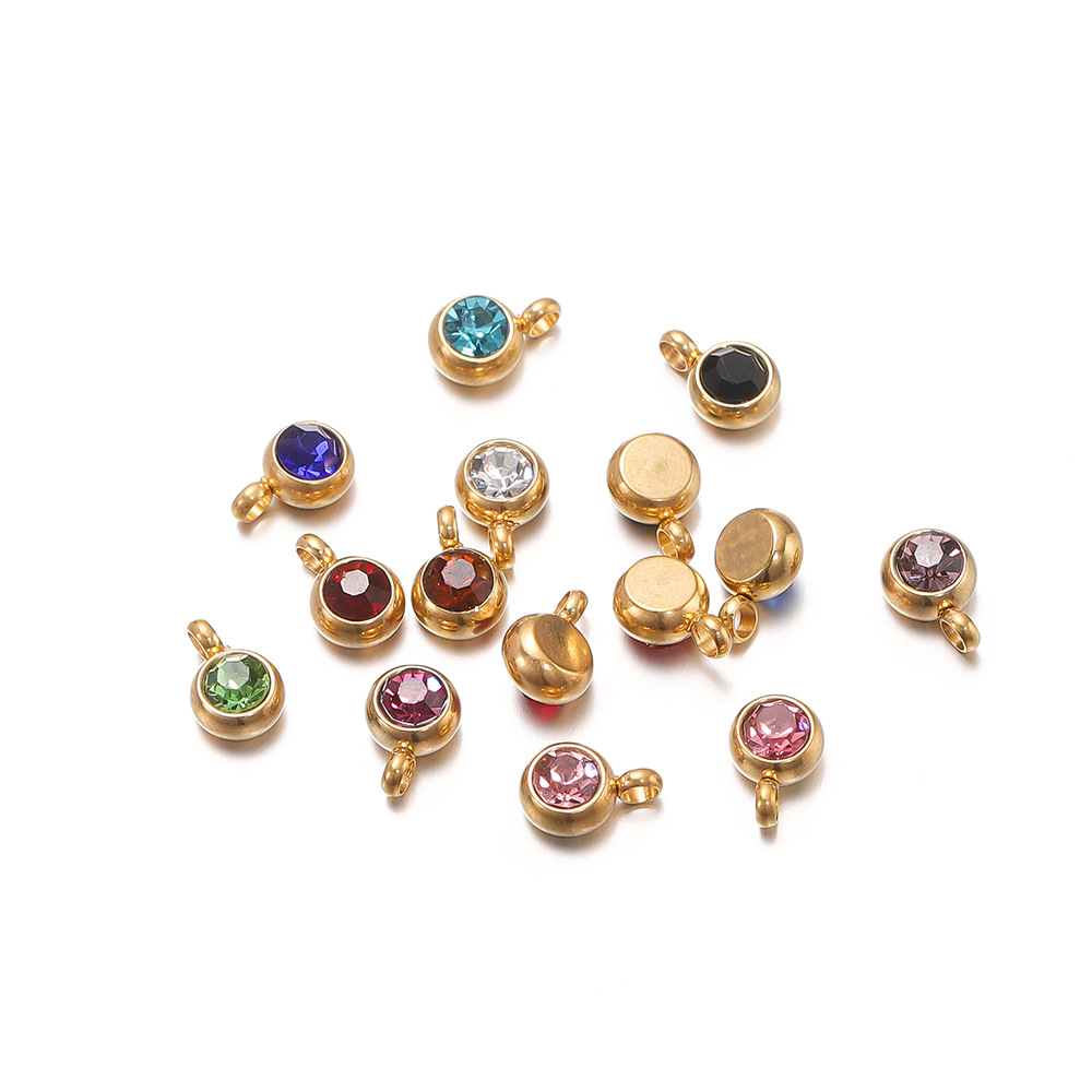 8g Weight Pendant Jewelry Making Type Birthstone Inlay Material DIY Jewelry Accessories Classification 10 PCS/Package Quantity 304 Stainless Steel Material Round Pattern Inlay Design Simple Style, Classic Style Style 10 PCS/Package 304 Stainless Steel Birthstone Round Pendant 10