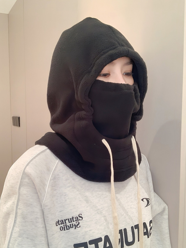 帽子围脖一体女秋冬2025新款加绒保暖套头帽冬天骑电动车防风防寒|undefined