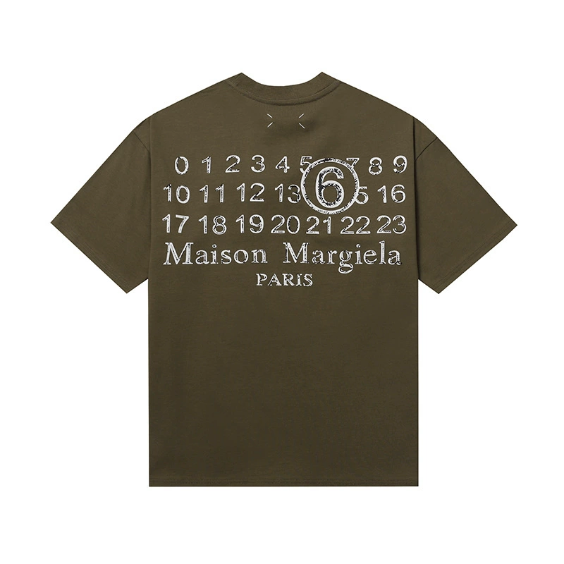 Maison Margiela 24SS коллекция MM6 цифровой узор круглый вырез мужской и женский модный бренд укороченный рукав футболка серия
