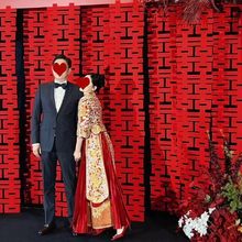 长款喜字长条植绒贴结婚装饰订婚婚礼背景墙客厅玄关楼梯婚房装饰