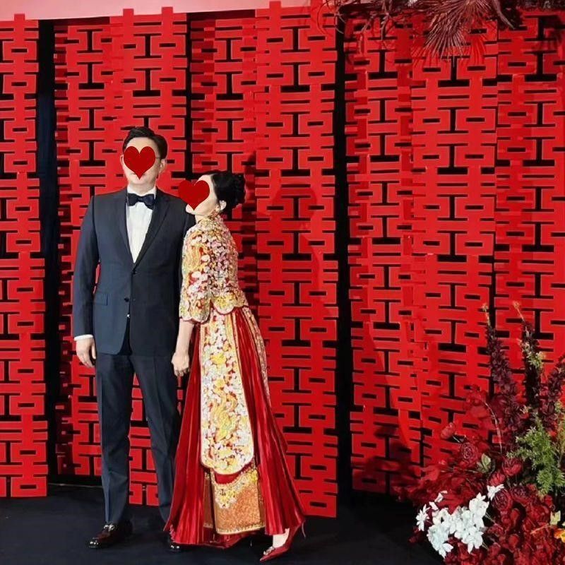 长款喜字长条植绒贴结婚装饰订婚婚礼背景墙客厅玄关楼梯婚房装饰