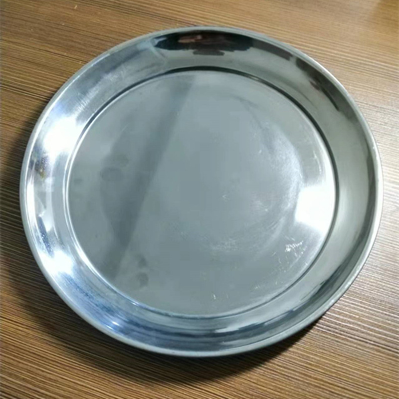 加厚不鏽鋼圓形托盤茶水盆淺托盤餐具盤端菜盤酒水盤【量多優惠】