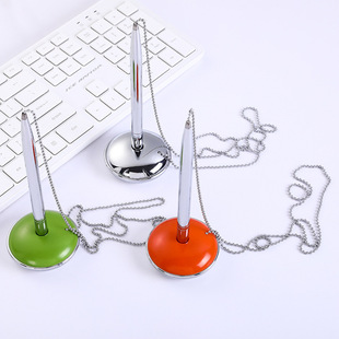 Business Office Fixed Desktop Signature Pen Bank Hotel Front Desk Metal Signature Pen Printed Logo Black Water Pen