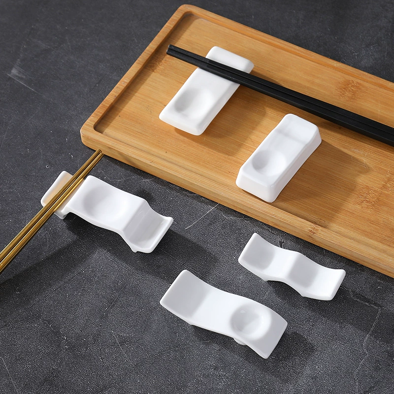 ✅ Чисто-белый держатель для палочек для еды из костяного фарфора, керамический держатель для палочек двойного назначения, держатель для ложки, блюдо для вкуса, универсальная посуда для отеля, домашняя печать