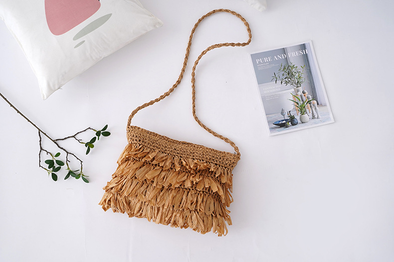 Women's Small Straw Solid Color Vacation Beach Weave Square Zipper Straw Bag display picture 1