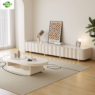 Fashionable New Cream Style Coffee Table Tv Cabinet Oval Home Floor Cabinet Modern Simple Living Room Small Apartment