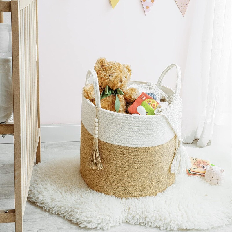 Storage basket, dirty clothes basket, storage basket for dirty clothes, straw woven miscellaneous basket, storage for living room and bedroom Storage basket, dirty clothes basket, storage basket for dirty clothes, straw woven miscellaneous basket, storage for living room and bedroom