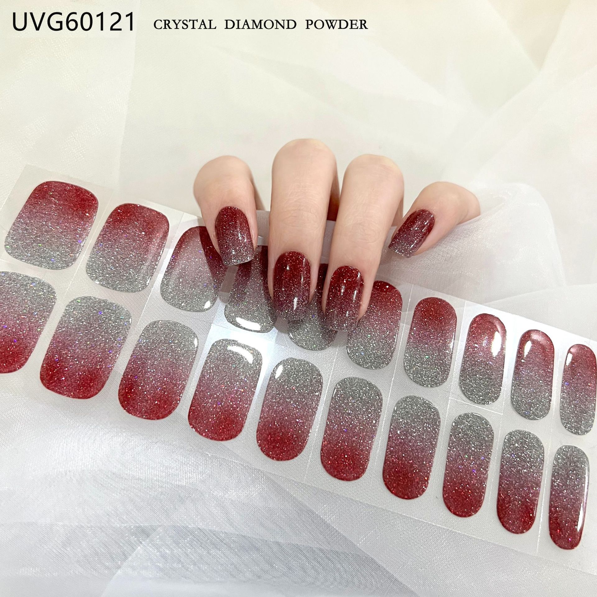 Pegatinas de uñas de gel UV transparentes efecto hielo, semicuradas, con lámina dorada, fototerapia, efecto película de aceite