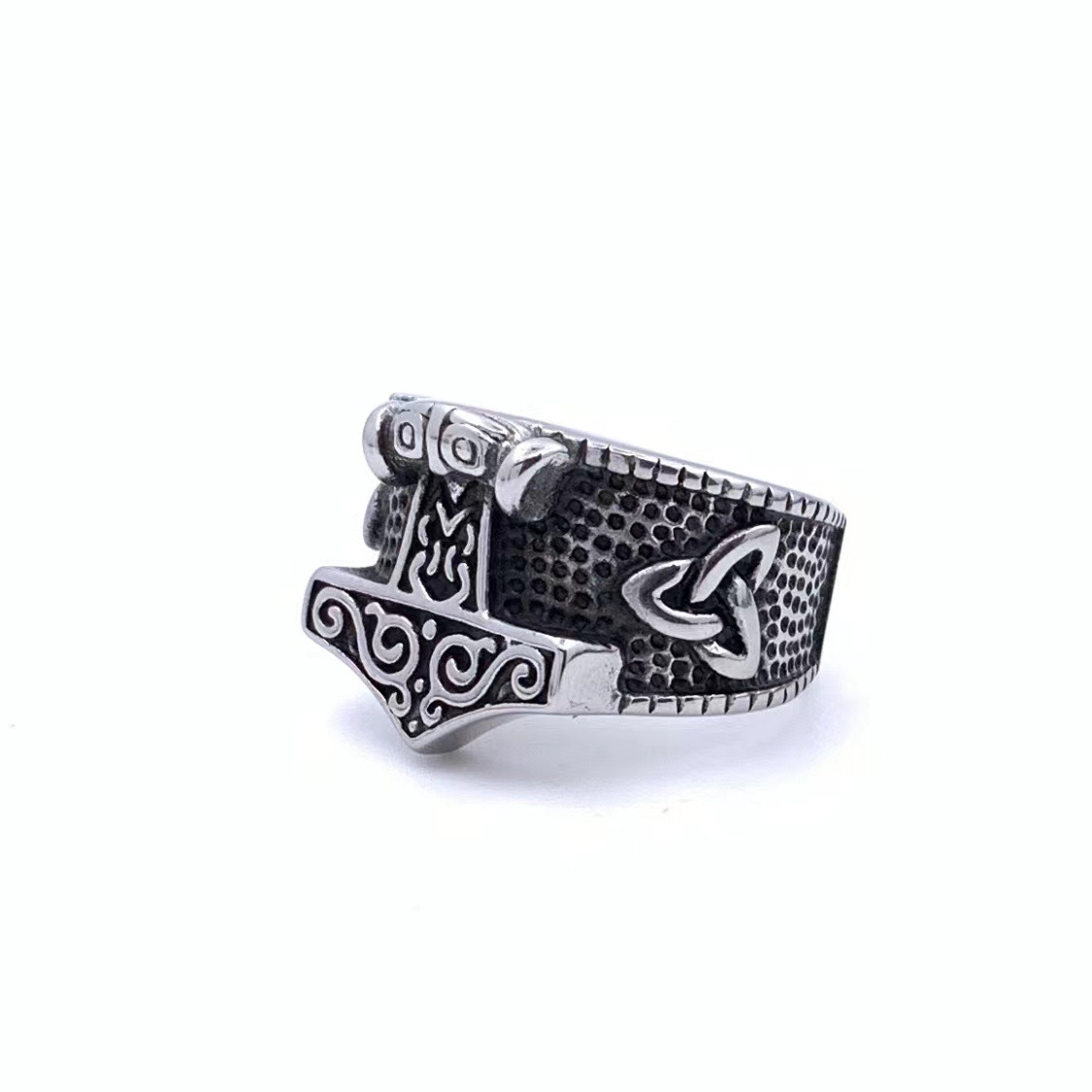 Holiday, Daily Occasion 304 Stainless Steel Material Retro Hammer 304 Stainless Steel Polishing Men's Rings