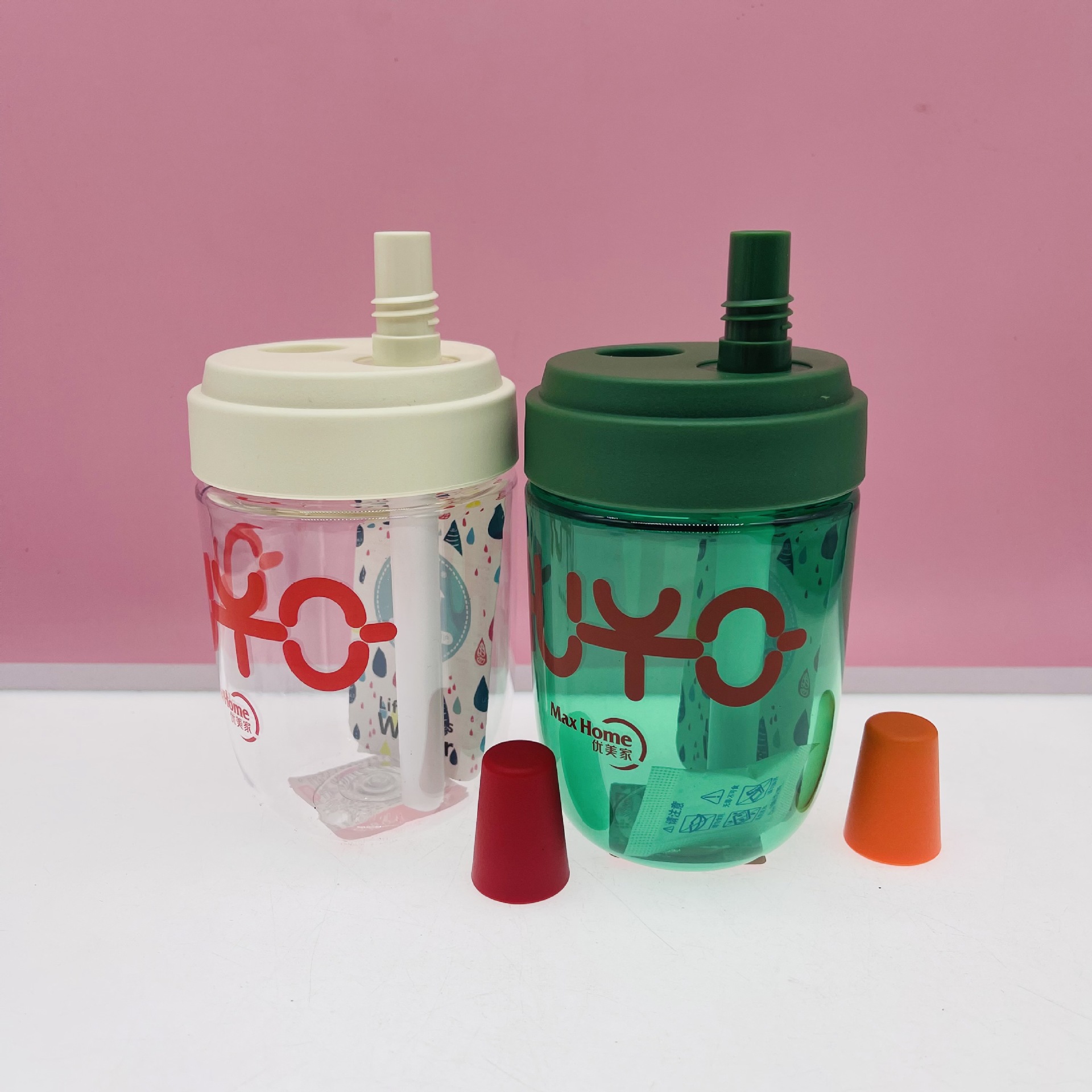 Leche taza de té carta Cola taza de agua al aire libre rebote cubierta taza de agua 450mL taza de paja portátil estudiante taza de plástico