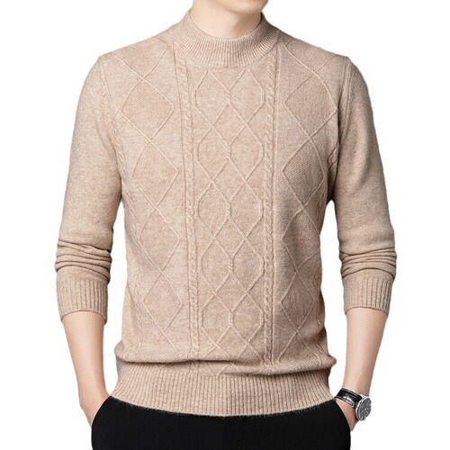 Men's Wool Sweater 100% Wool Half-High Collar Warm Thick Autumn/Winter 2025 New Arrival Knit Sweater