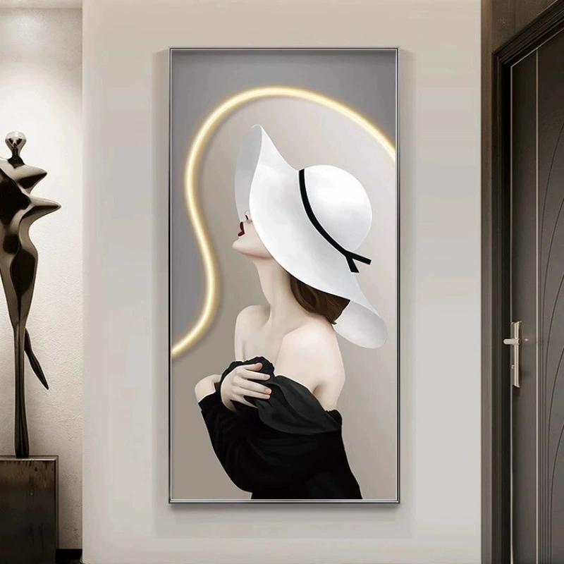 Современный светлый роскошный ресторан, хрустальный фарфор, декоративная живопись, входной проход, рамка из алюминиевого сплава, подвесная картина, красота 100200