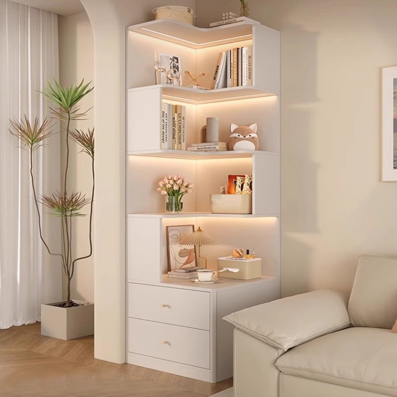 Solid Wood Corner Cabinet Corner Storage Rack Wall-Mounted Triangular Bookshelf Living Room Corner Storage Storage Cabinet 90 Degree Corner Cabinet