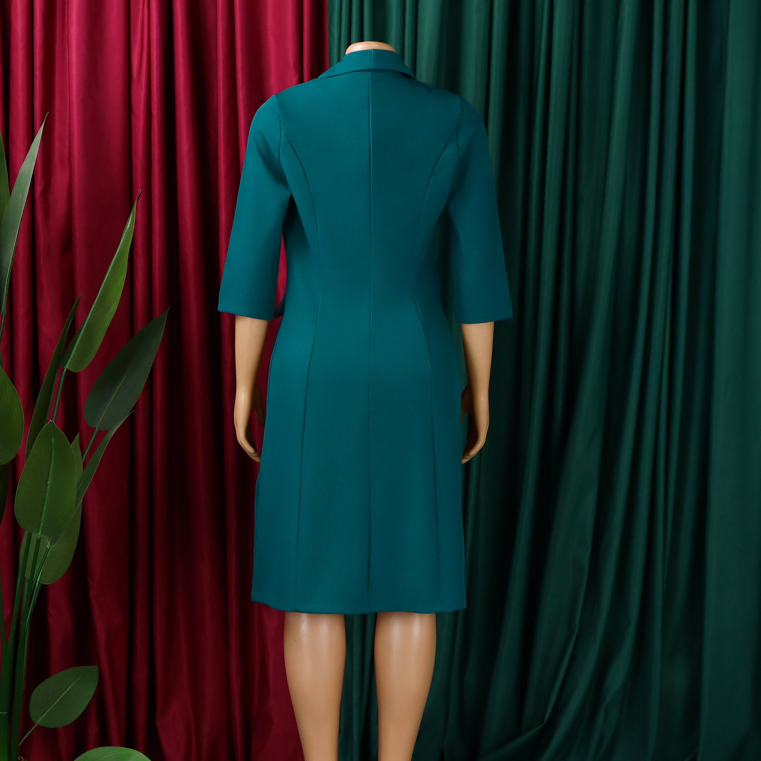 D610 European American Women's Elegant Stretch Slim Fit Solid Color Blazer And Camisole Dress Two-Piece African Fashion_ecoleips.com