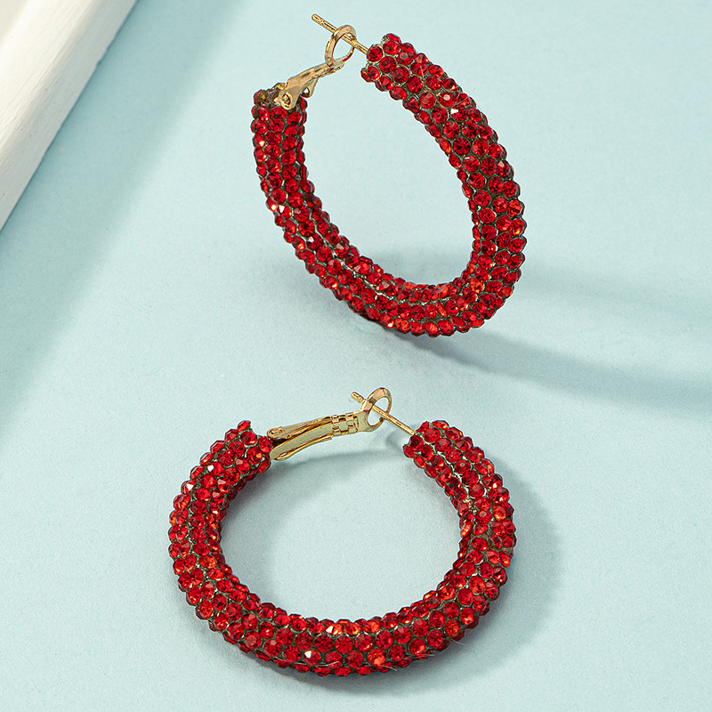 1 Pair Fashion Geometric Arylic Plating Rhinestones Women's Hoop Earrings display picture 4
