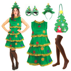 クリスマス大人用コスチュームコスプレかわいいグリーンエルフクリスマスツリーコスチュームパフォーマンスコスチュームクリスマスホリデードレス